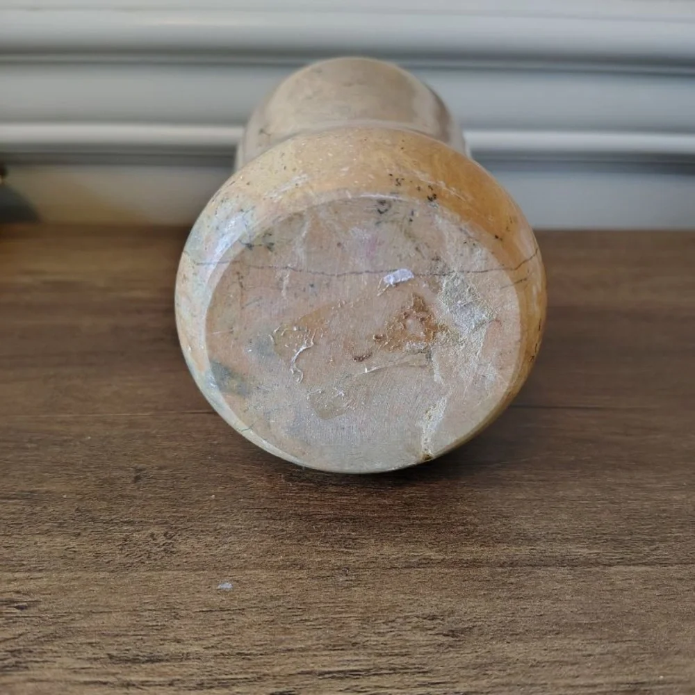 Carved Marble Stone Toothbrush Pen Holder Desk Bathroom Accessory Classic Peach
